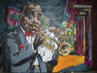 Satchmo At Home - Acrylic Paintings - By Chuck Jensen, Acrylic On Canvas Painting Artist